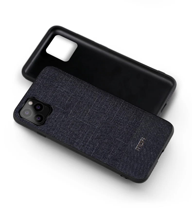 Чехол для iPhone 11, чехол для iPhone 11 Pro, чехол Mofi для iPhone 11 Pro Max, мягкая мужская темно-синяя полосатая ткань из шамбре