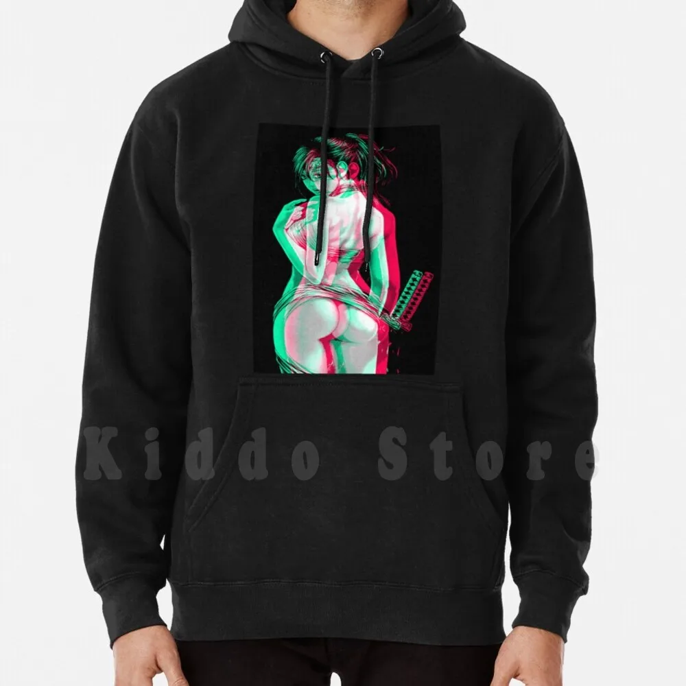 Анаглиф Аниме Катана Девушка Толстовка С Длинным Рукавом Манга Нео Тобио