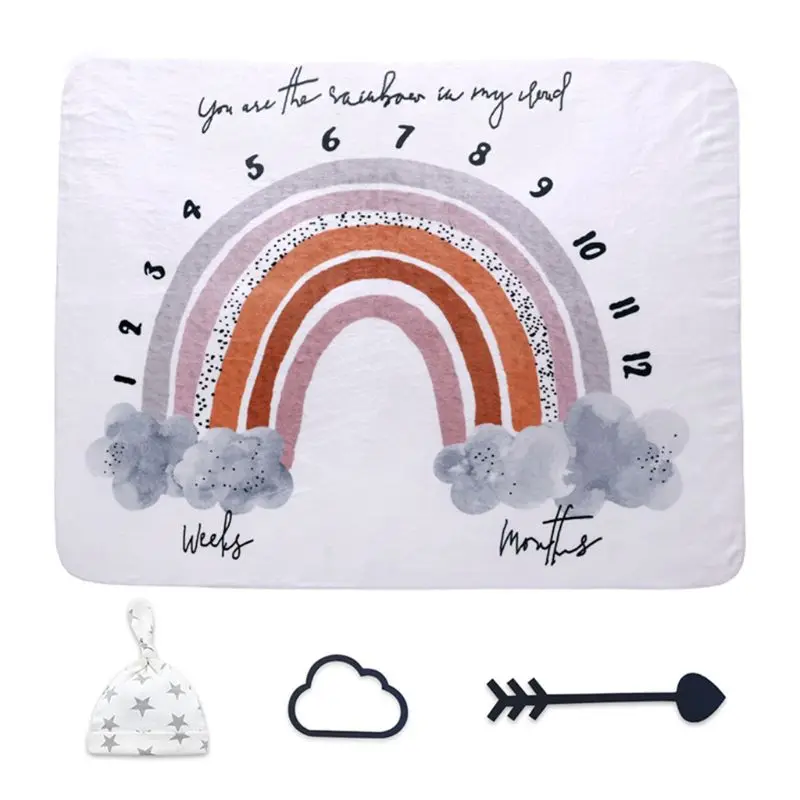 

Baby Monthly Record Growth Rainbow Milestone Blanket Newborn Photography Props