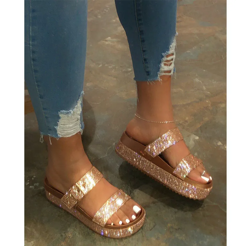 

2020 Summer Fashion Women's Shoes Woman Platform Sandals Slippers Slides with Buckle Ladies Slippers Thick Sole Female Slippers