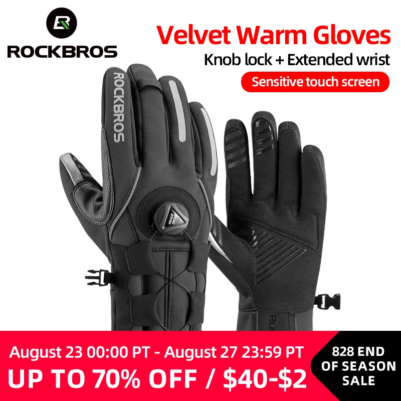 

ROCKBROS Adjusatble Cycling Gloves Reflective Screen Touch Warm MTB Bike Gloves Outdoor Waterproof Motorcycle Bicycle Gloves