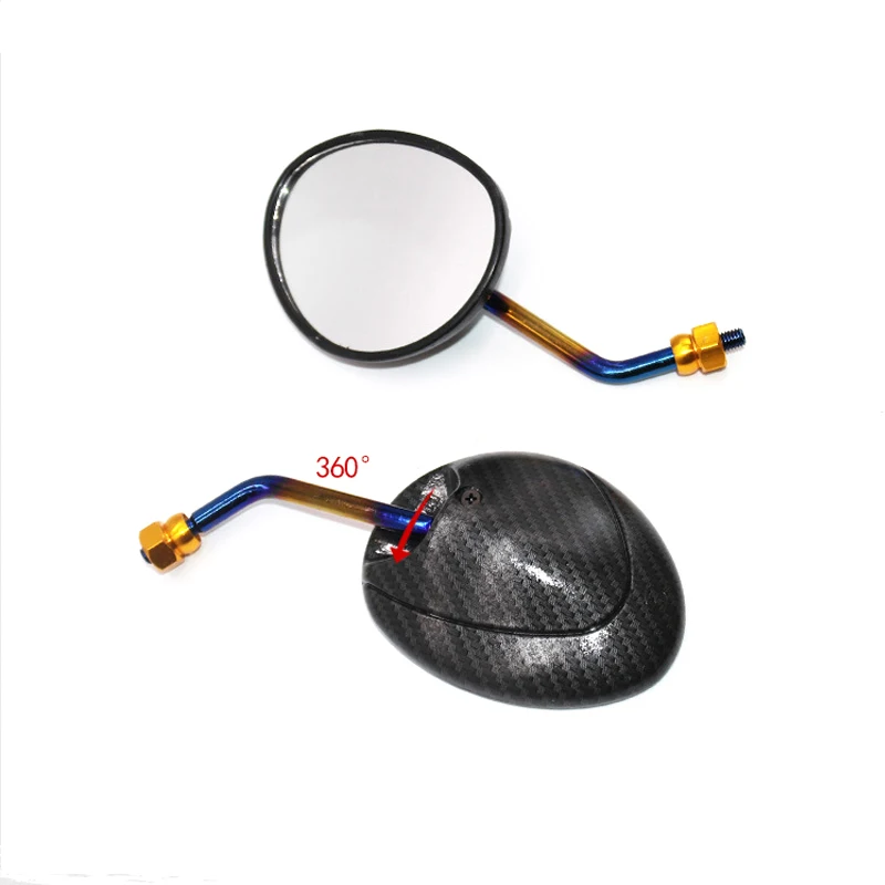 

Зеркало заднего вида для мотоцикла, скутера, электровелосипеда, выпуклое зеркало 8 мм, 10 мм, углеродное волокно, цвет голубой