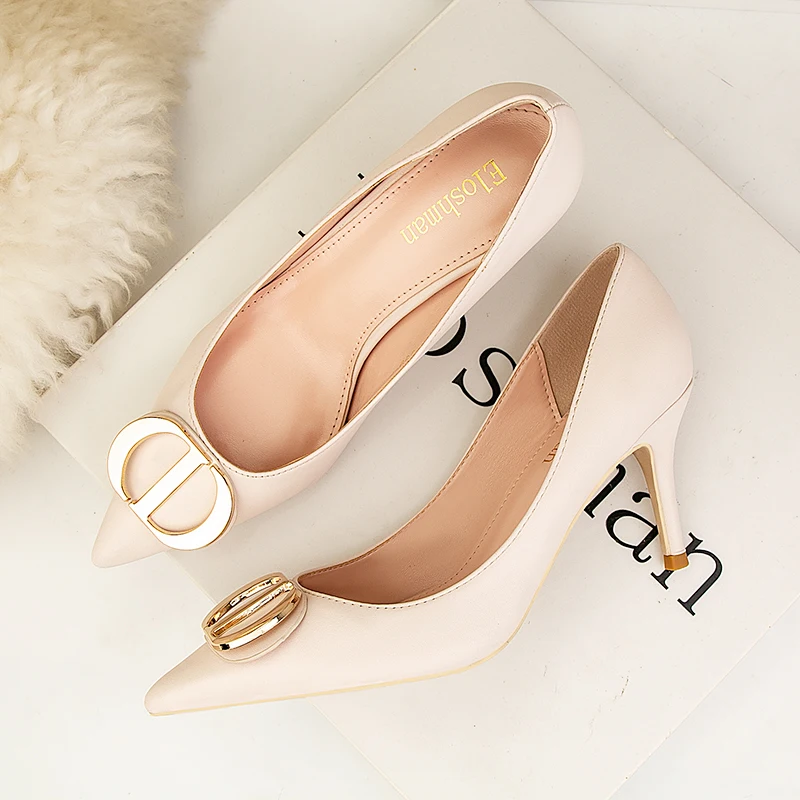 Woman Pumps Luxury High Heels Designer Sexy Pointed Toe Ultra 7cm Ladies Stilettos Large Size 41 Single Shoes 2021 New