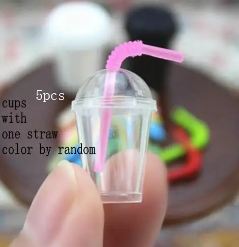 with straw 5 шт. кукольный домик миниатюрные чашки для молока и чая соломинки DIY Мини еда Ремесло Ювелирные изделия Подвески посуда Siwan инструменты для моделирования - Цвет: with straw