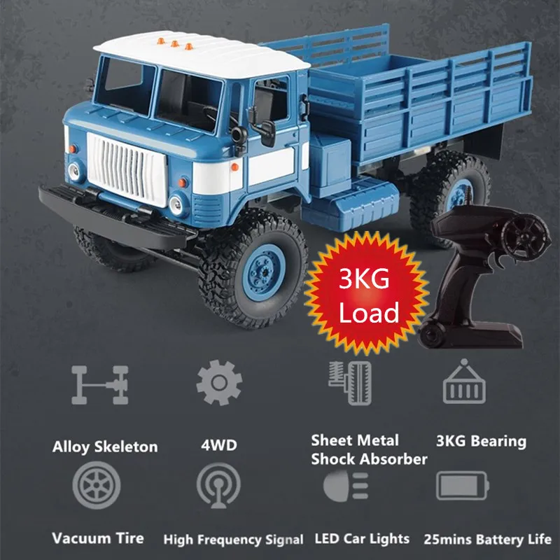 

High Simulation Military Truck 2.4G 4WD Remote Control Car 45-Degree Slope Climbing 3KG Loading With Flash Light Vehical Gifts