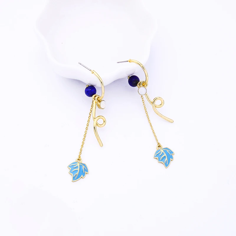 Модные Новое поступление серьги для женщин длинные натуральный камень эмаль