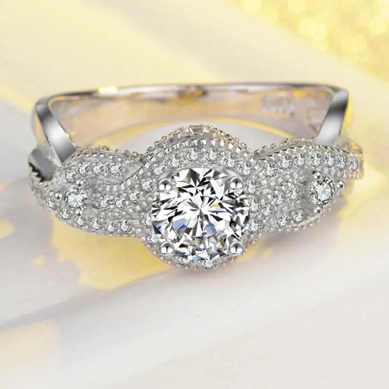 Настоящее серебро 925 пробы кольцо с белым бриллиантом для женщин Anillos De Not