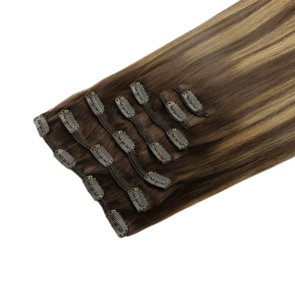 

Clip in Hair Extensions Straight Human Hair Full Head Natural Hair Extensions Thick Clip in Human Hair Extensions for women 120G