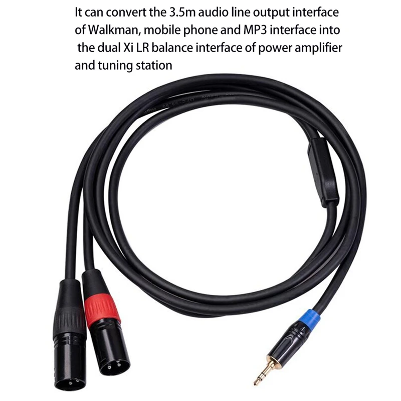 

3.5mm Stereo Jack Male to Dual XLR Male OFC Aux Audio Cable Foil+Braided Shielded for Speakers Mixer 3Meter