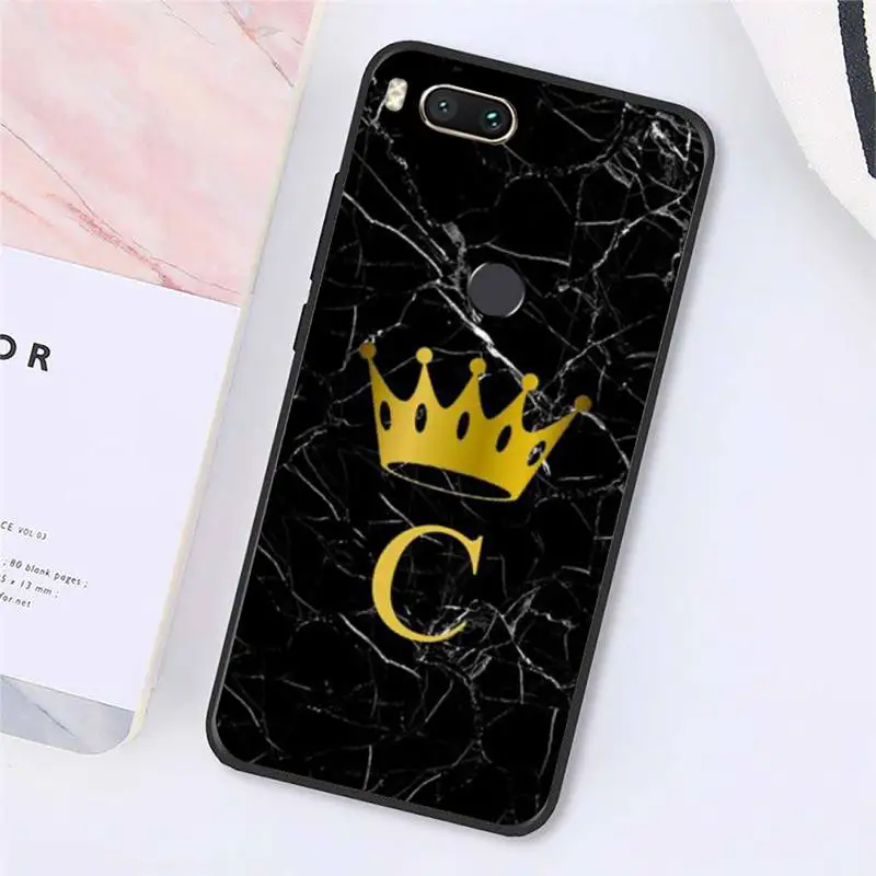 

Letter Black Marble Gold crown Phone Case For Xiaomi Redmi note 7 8 9 t k30 max3 9 s 10 pro lite Luxury brand shell funda coque
