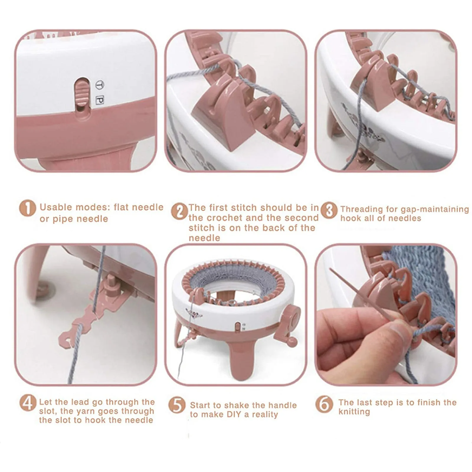 

40 Needle DIY Big Hand Knitting Machine Weaving Loom knit for Scraf Children Learning Toy Knitting Tools Threader Sewing Tool #7