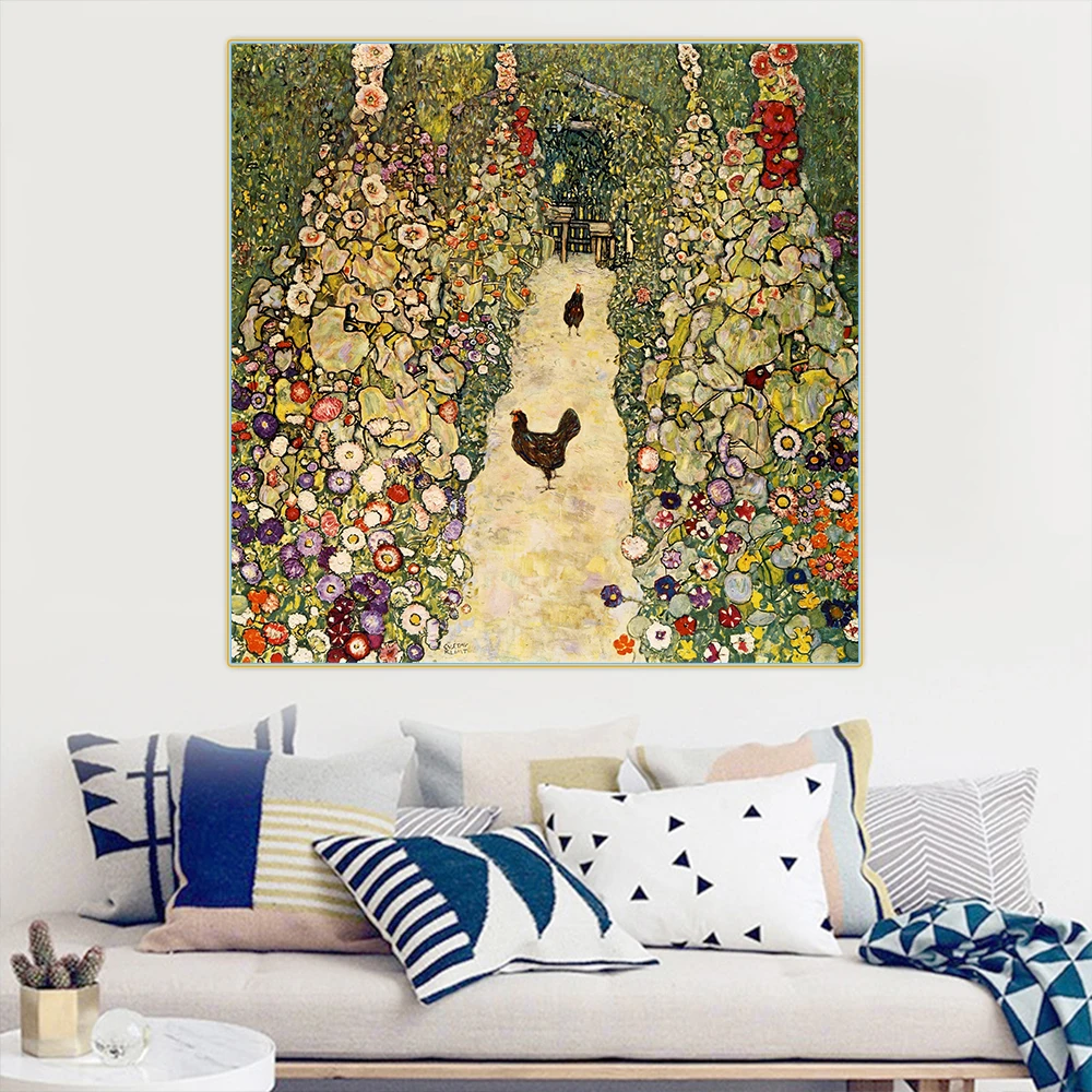 Цитон Густав Климт Садовая дорожка с курицами холст масляная живопись известный