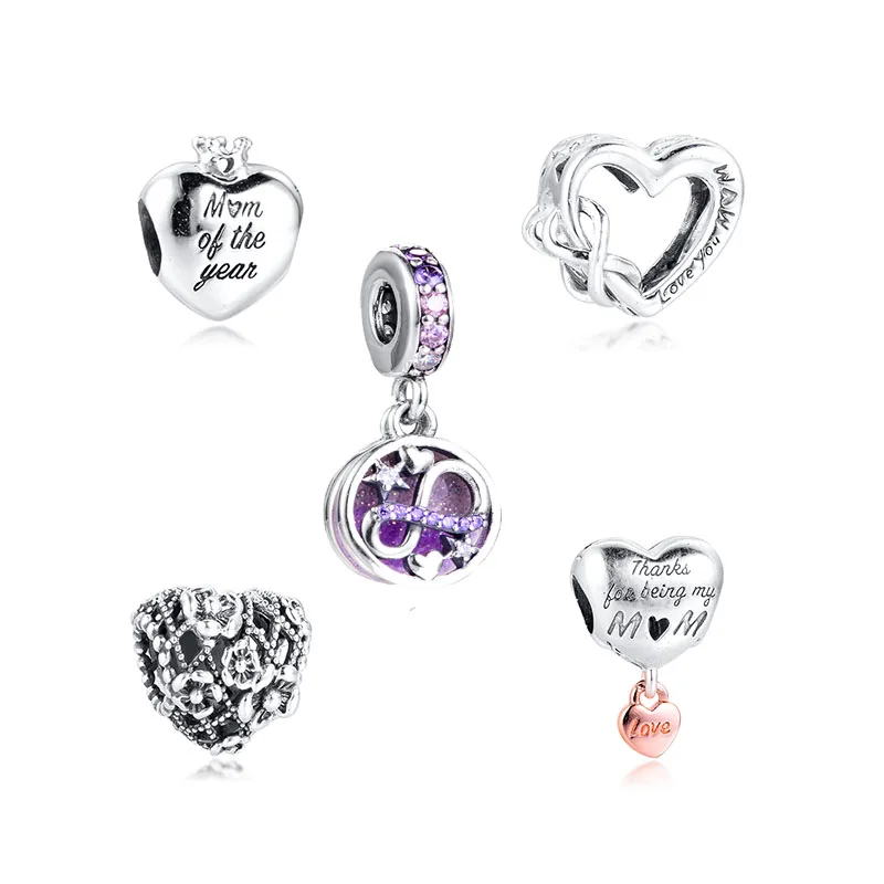 Браслеты CKK Fit Pandora подвески Мама года из серебра 925 пробы оригинальные бусины для