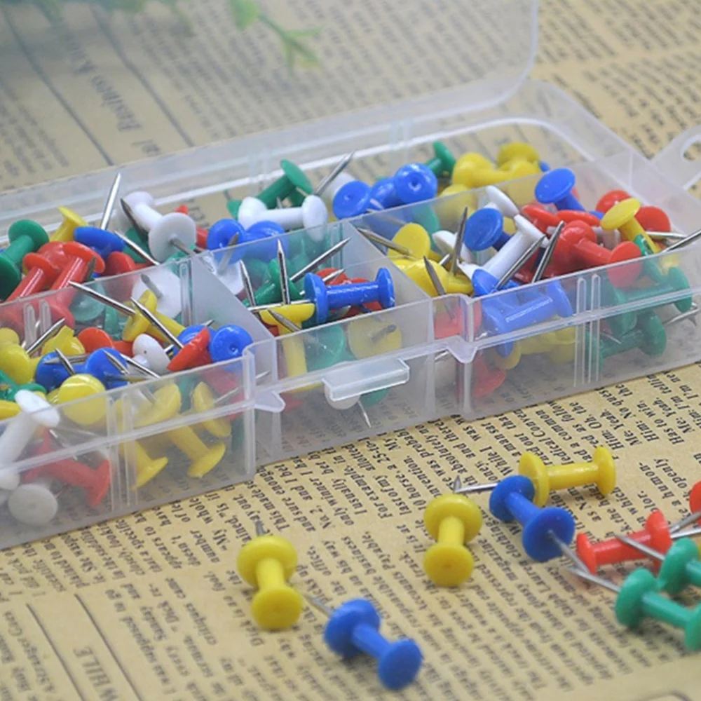 

100pcs Practical Cork Nails Multi-colored Pushpins Painting Use Pin Map Tacks for School Office