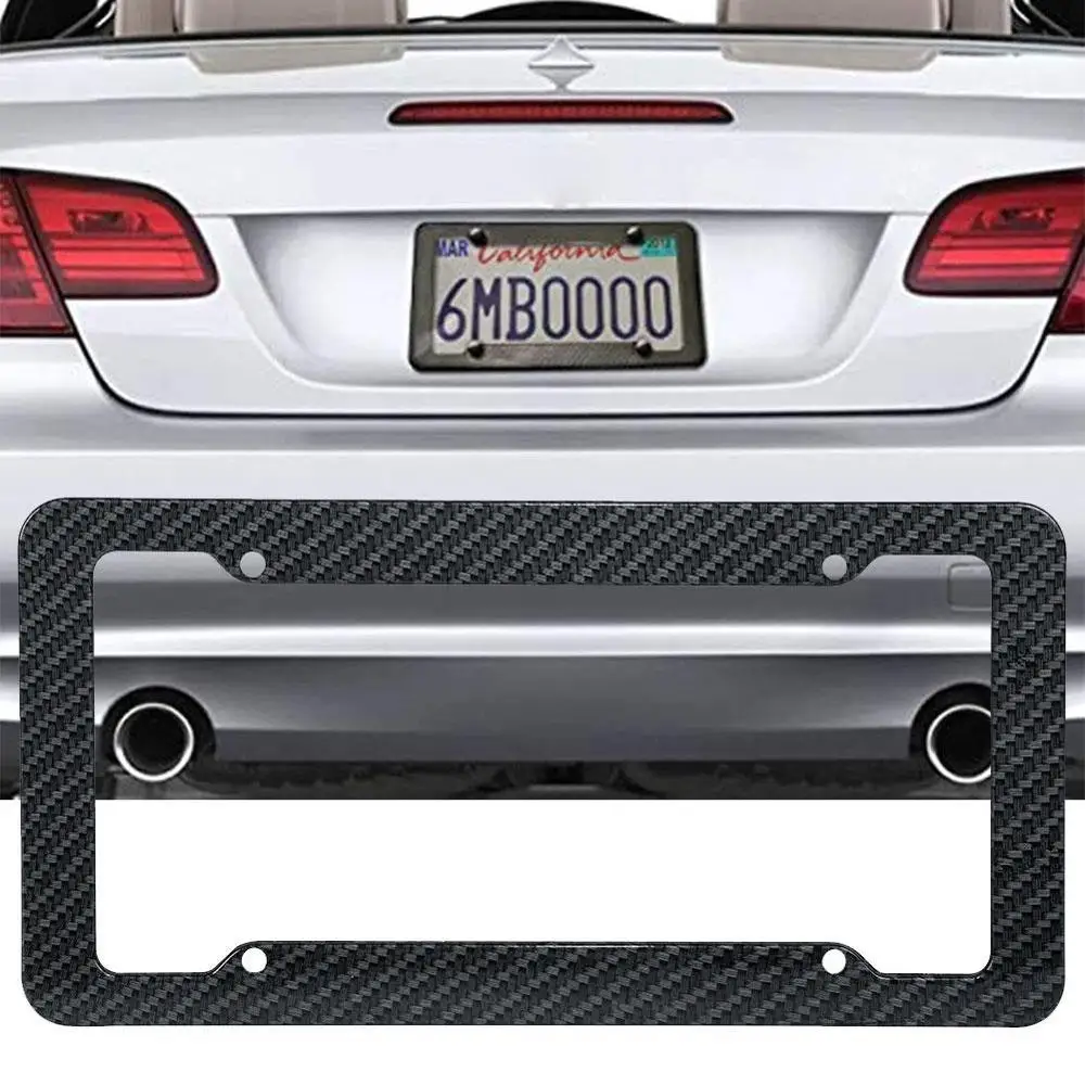 

License Plate Frame Black Carbon Fiber / Transparent For Front Car Cover Rear Number Accessories Bracket Protector Plate Q4K4