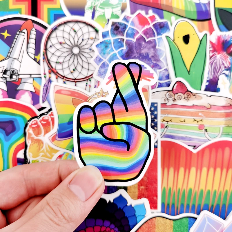 10/60 шт./упак. красочные радужные Мультяшные водонепроницаемые наклейки для