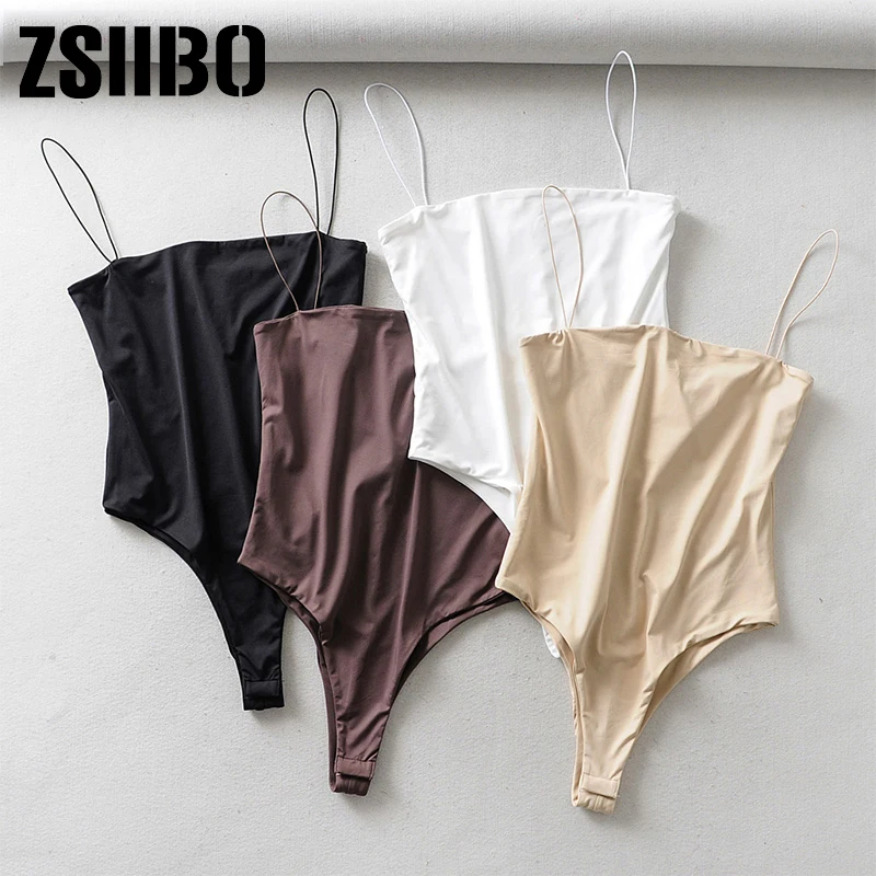 Комбинезон женский однотонный на бретельках пикантный облегающий Боди без