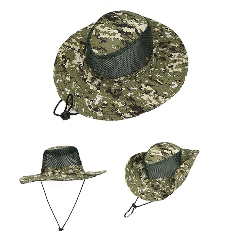 

Camouflage Outdoor Fishing mesh hat Pesca Sunshade Fishing Cap Polyester Camouflage Changable Breathable Mesh hat Man Sun Cap