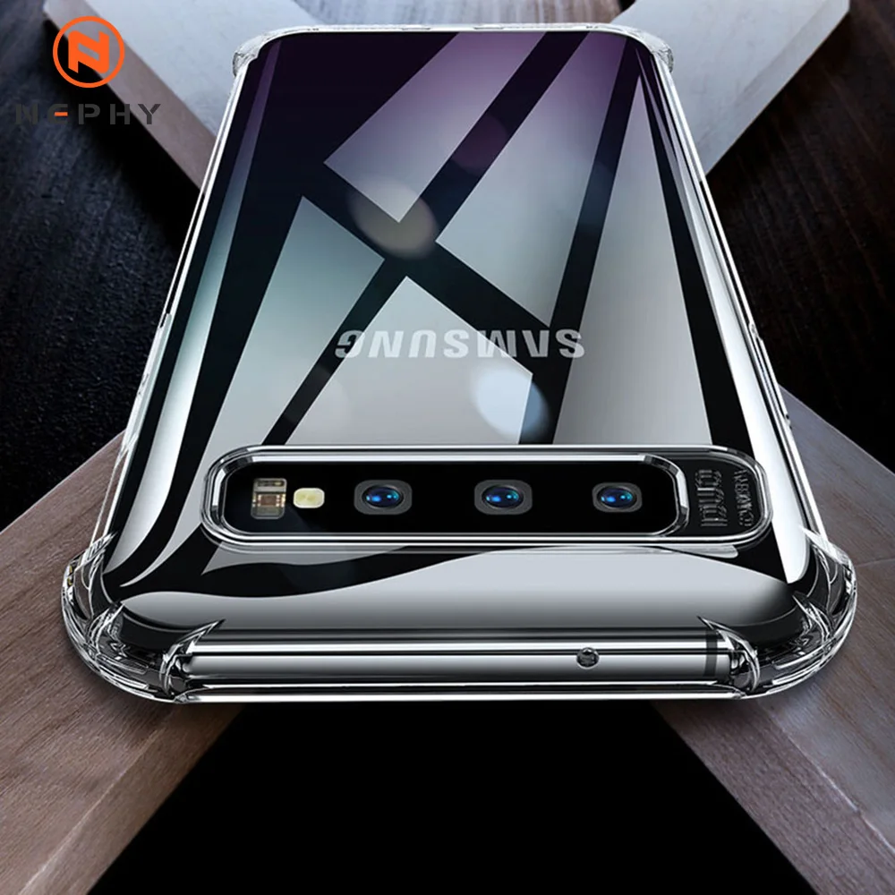 Противоударный мягкий силиконовый прозрачный чехол для Samsung Galaxy S8 S9 S10 Plus Note 8 9 10 Pro