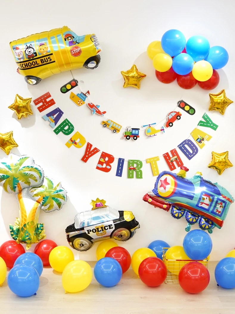 1 комплект украшение для дня рождения баннер с днем мальчиков школьный автобус