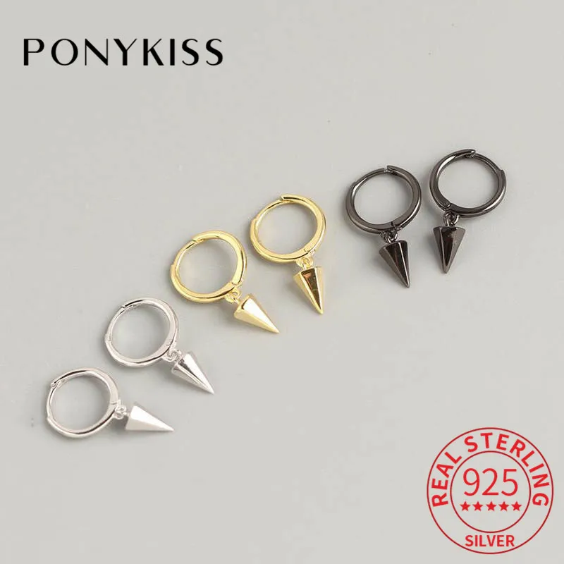 PONYKISS 100% Стерлинговое Серебро 925 пробы коническая подвеска обруч Панк модные