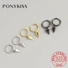 PONYKISS 100% Стерлинговое Серебро 925 пробы коническая подвеска обруч Панк модные геометрические серьги аксессуары для женщин для вечерние шикарный подарок
