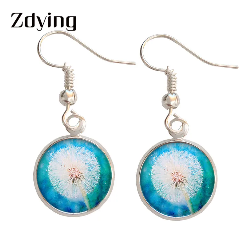 Стеклянный кабошон Одуванчик подвеска висячие серьги подвески белые бриллианты