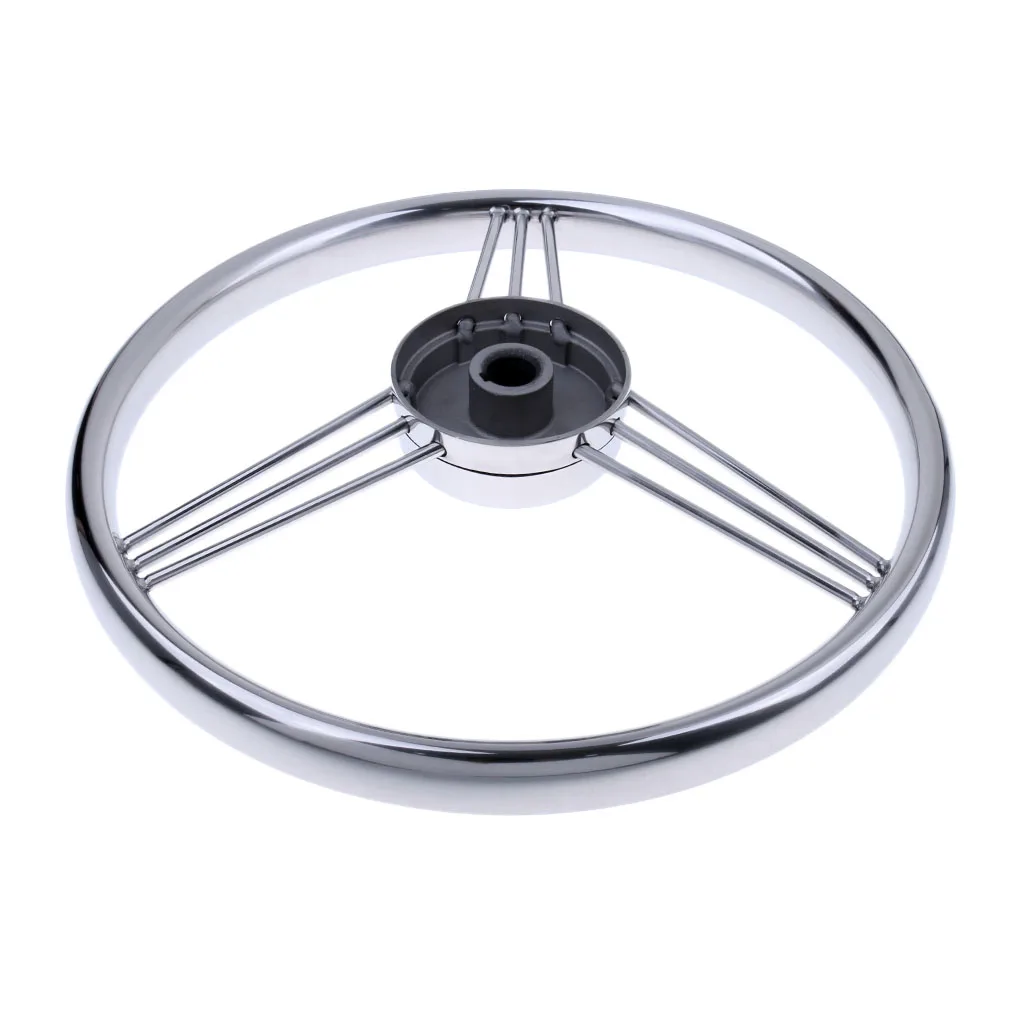 

Stainless Steel 13" Steering Wheel with Knob 3 Spoke for Boat Marine Yacht