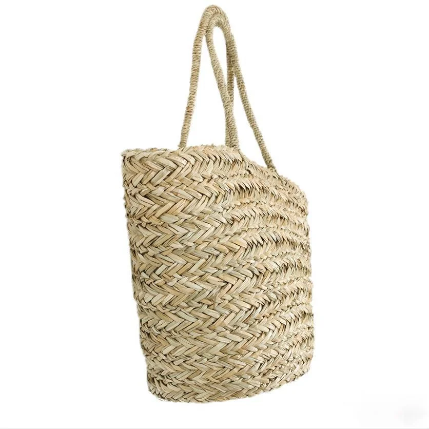 Женская Соломенная Сумка-тоут на шнурке, летняя пляжная соломенная сумка ручной работы, вместительная сумка-тоут для путешествий от AliExpress RU&CIS NEW