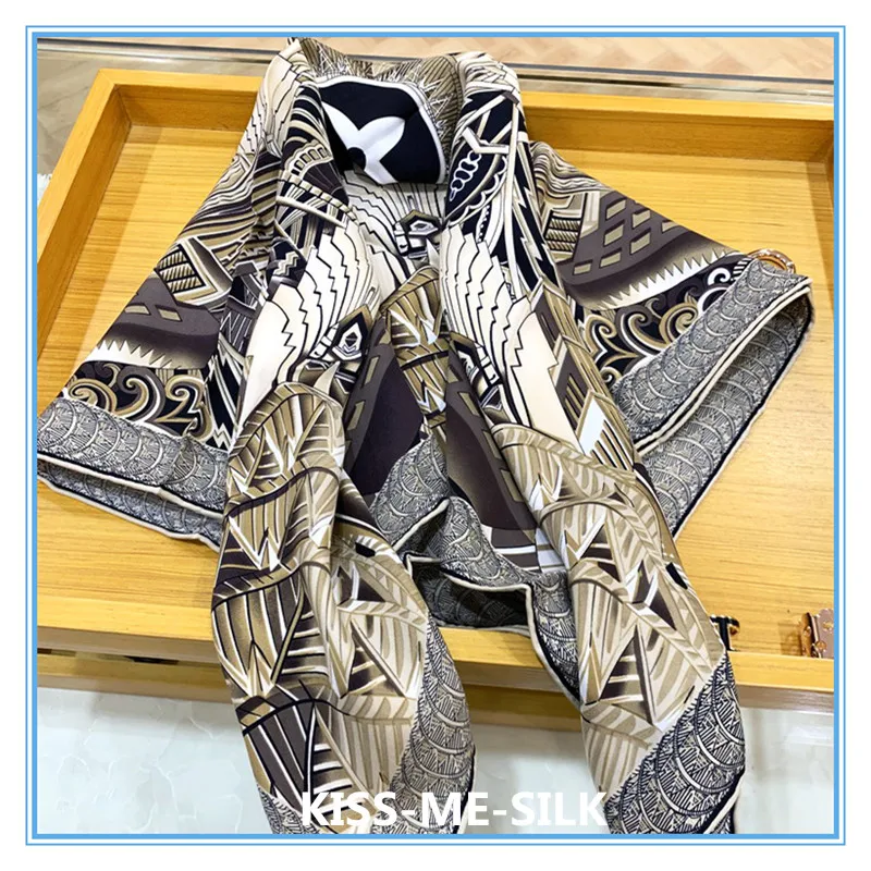 

KMS Classic Aesthetics Silk Twill Sand-Washed scarf hand-curled large square scarf shawl for Women 90*90CM/55G