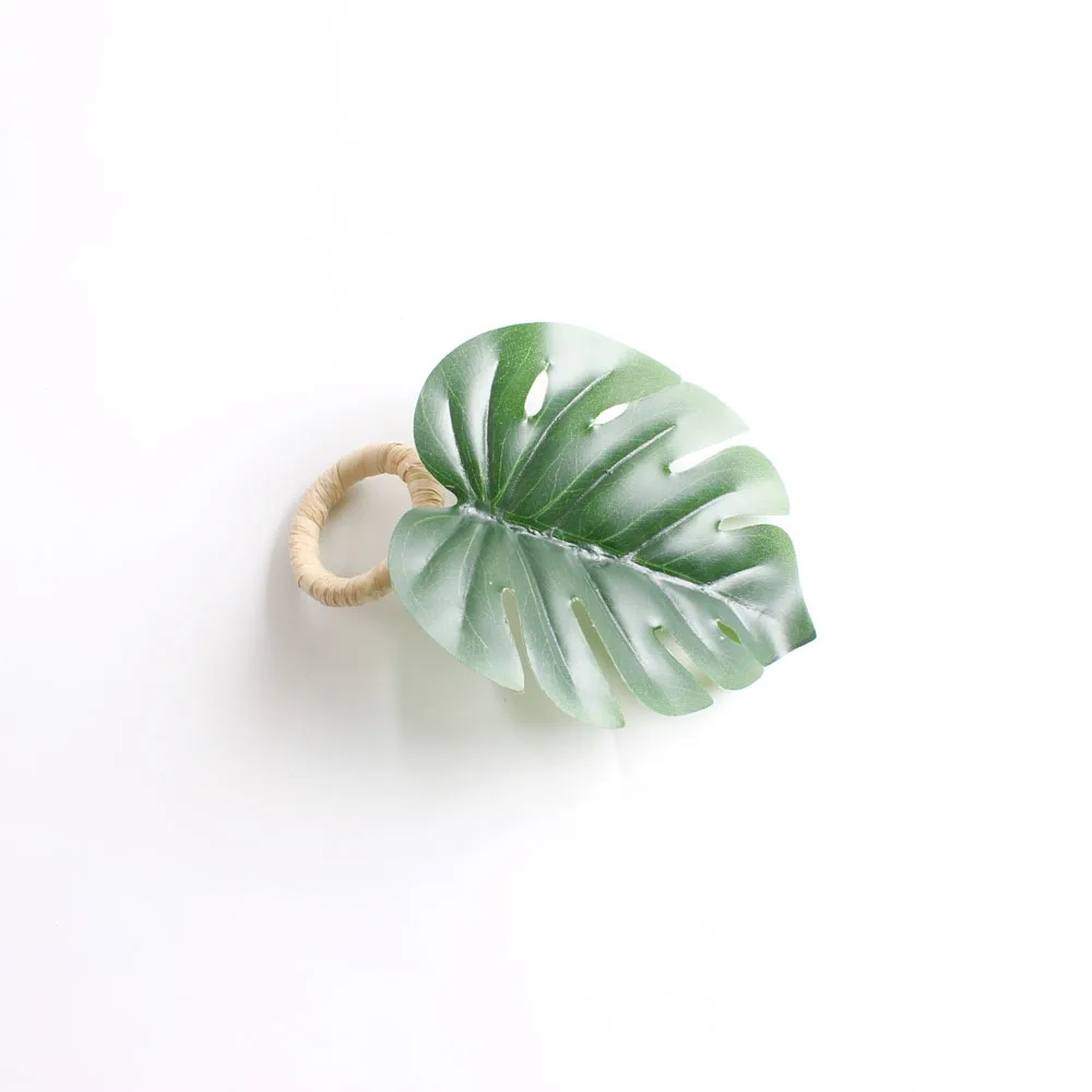 

4/PCS cross border green turtle leaf napkin ring leaf napkin ring natural coconut napkin clasp