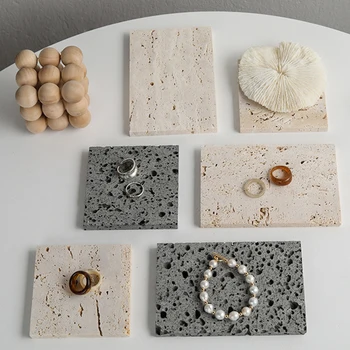 Dongdong Stone Ins Style Jewelry Pad Jewelry Decorative Board Display Stand Photo Props Beige Stone Pad