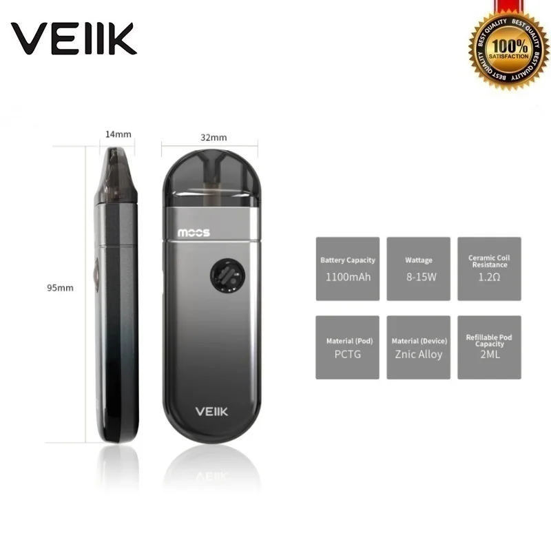 Оригинальный Vape Pod набор системы veiiker MOOS 15 Вт 1100 мАч встроенный аккумулятор с 2 мл