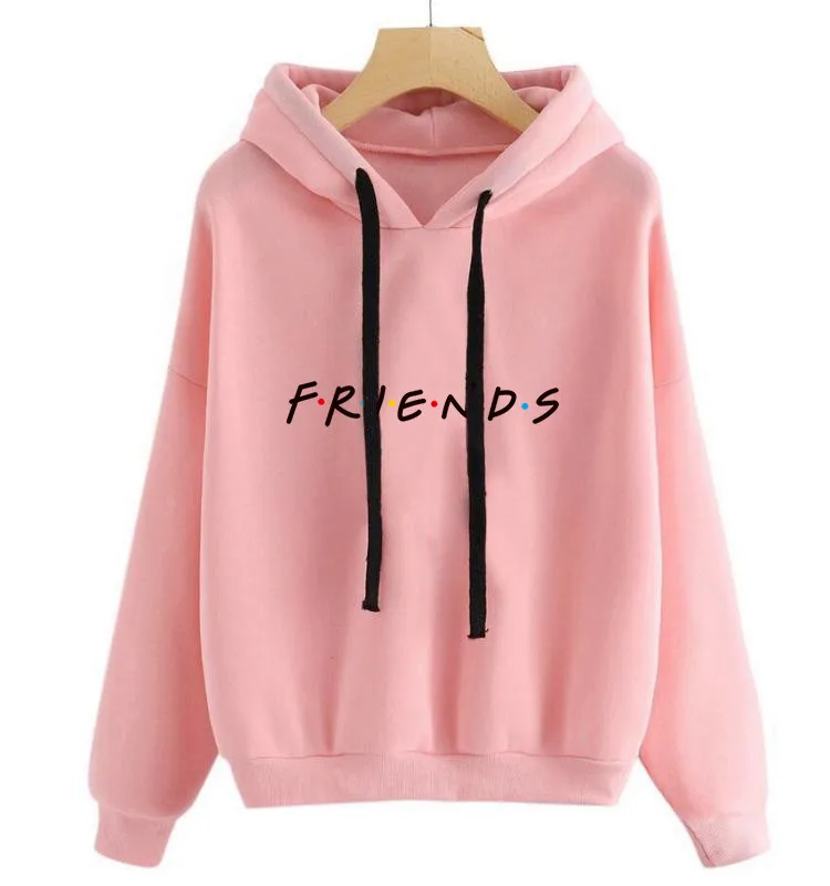 

Streetwear Hoodies FRIENDS Letter Printing Women Sweatshirt Autumn Long Sleeve Female Hooded Pullovers Vintage Sweatshirts Femme