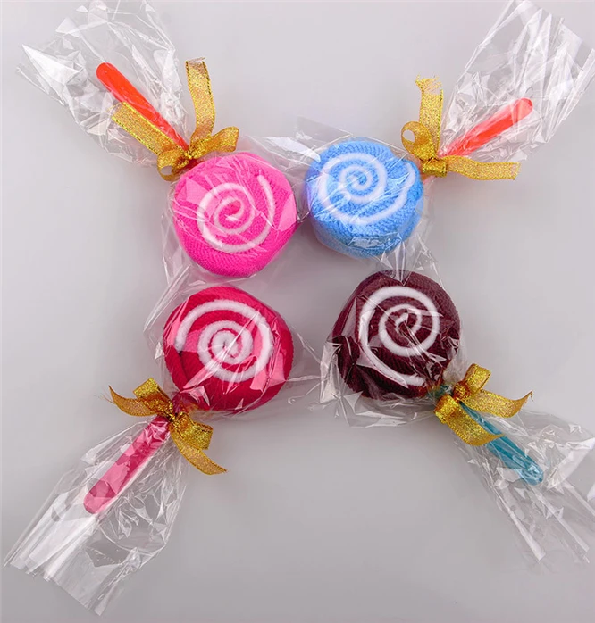 

10pcs lollipop cake towel 20x20cm colorful candies creative gift towels lovely towel wedding party chlid kid girl's gift decor