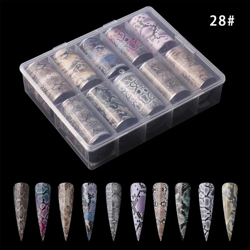 

4cmx50cm 1 box nail roll multi color snake pattern series designer nail tin foil nail decoration