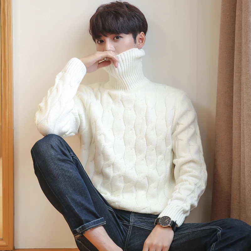Свитер с высоким воротом Мужской пуловер вязаные свитера теплая вязаная одежда
