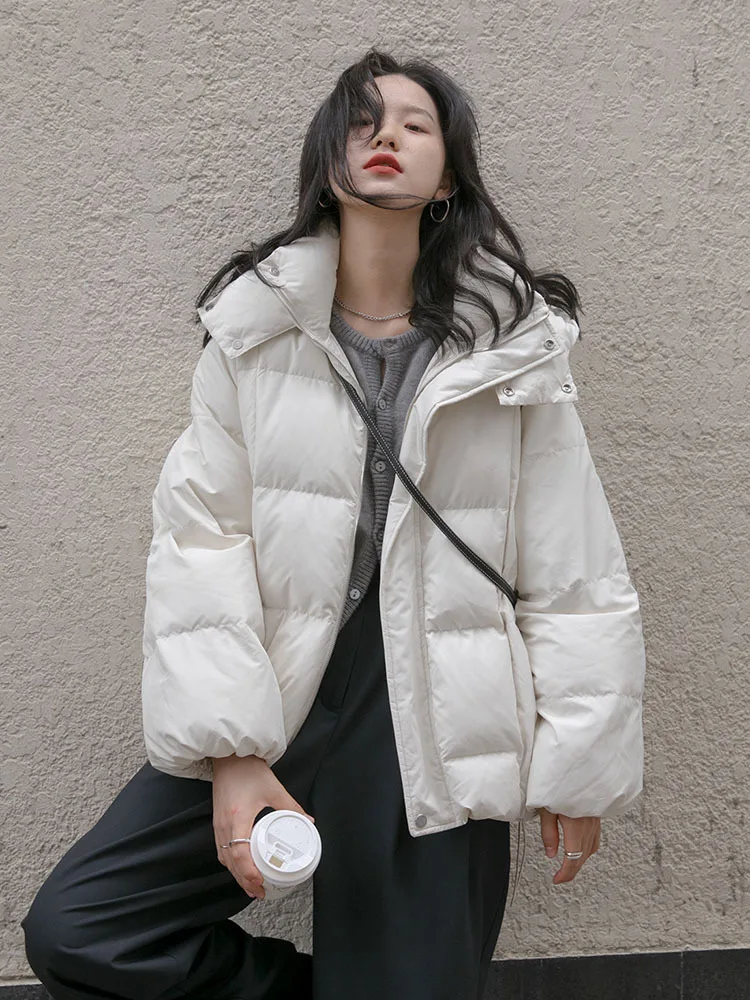 Winter bread clothes women's cotton-padded clothes black white solid color new short hooded padded jacket