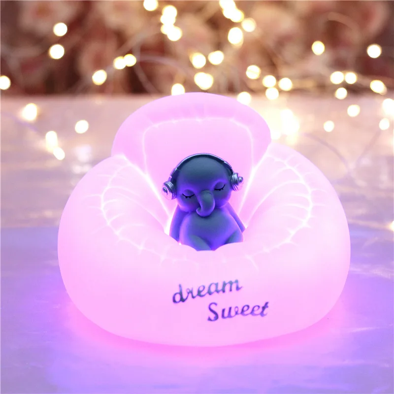 Мультфильм похлопывающими лампа RGB кошка кролик светодиодный ночной Светильник