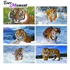 Алмазная живопись Ever Moment, картина 5D с изображением тигра, снега, мозаика сделай сам, квадратная картина для Стразы, алмазная вышивка ASF2034