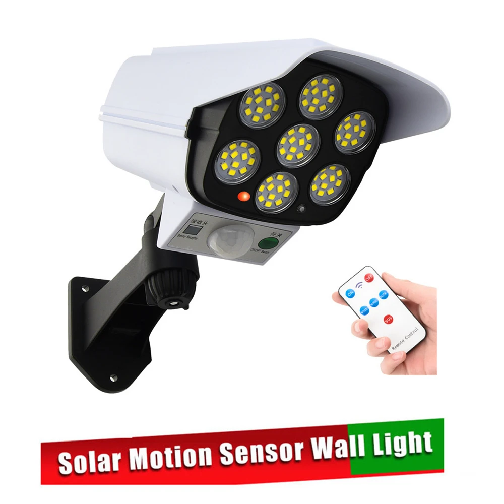 

remote solar fake monitor dummy camera Powered Light Outdoors Lamp Motion Sensor Waterproof Street Garden Wall Emergency Securit