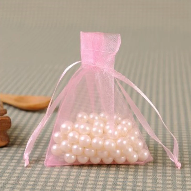 50 PCS Pink 50 шт., Сумка из органзы для упаковки ювелирных изделий, Подарочная Конфета для свадебной вечеринки, подарочная упаковка, мешочки для сладостей - Цвет: 50 PCS Pink