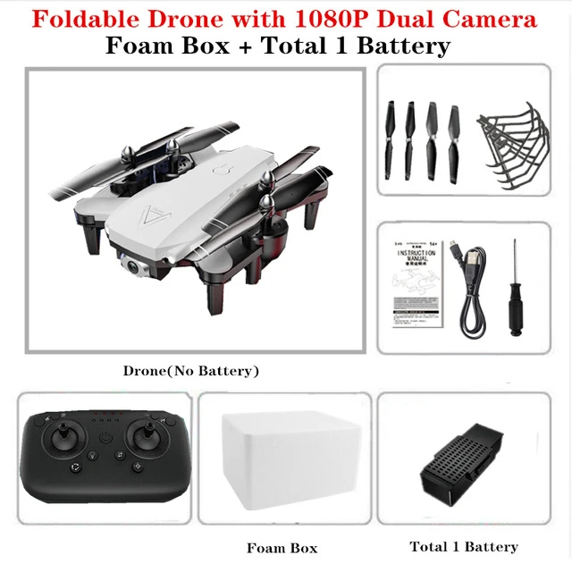 White 1080P 1B Foam 4K L103 радиоуправляемые вертолеты камера Wifi Fpv Дрон Gps Дрон удержание высоты 2,4g оптическое положение потока Дрон камера радиоуправляемые игрушки для детей - Цвет: White 1080P 1B Foam