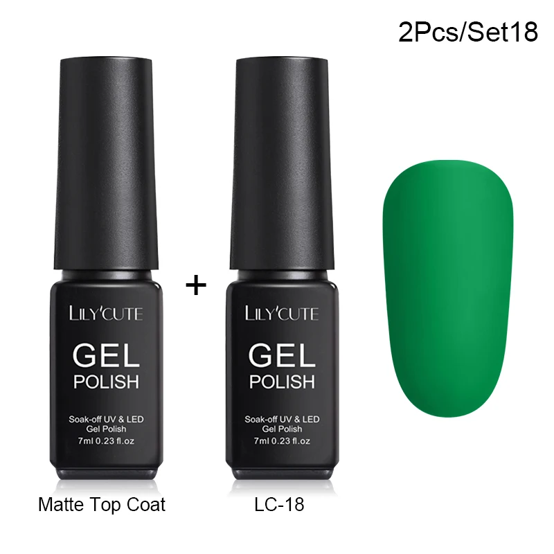 2 Pcs 18 LILYCUTE Матовый УФ-гель для ногтей матовый верхний слой цвет УФ гель для ногтей лак Гибридный впитывающий гель лак маникюрный гель лак - Цвет: 2 Pcs 18