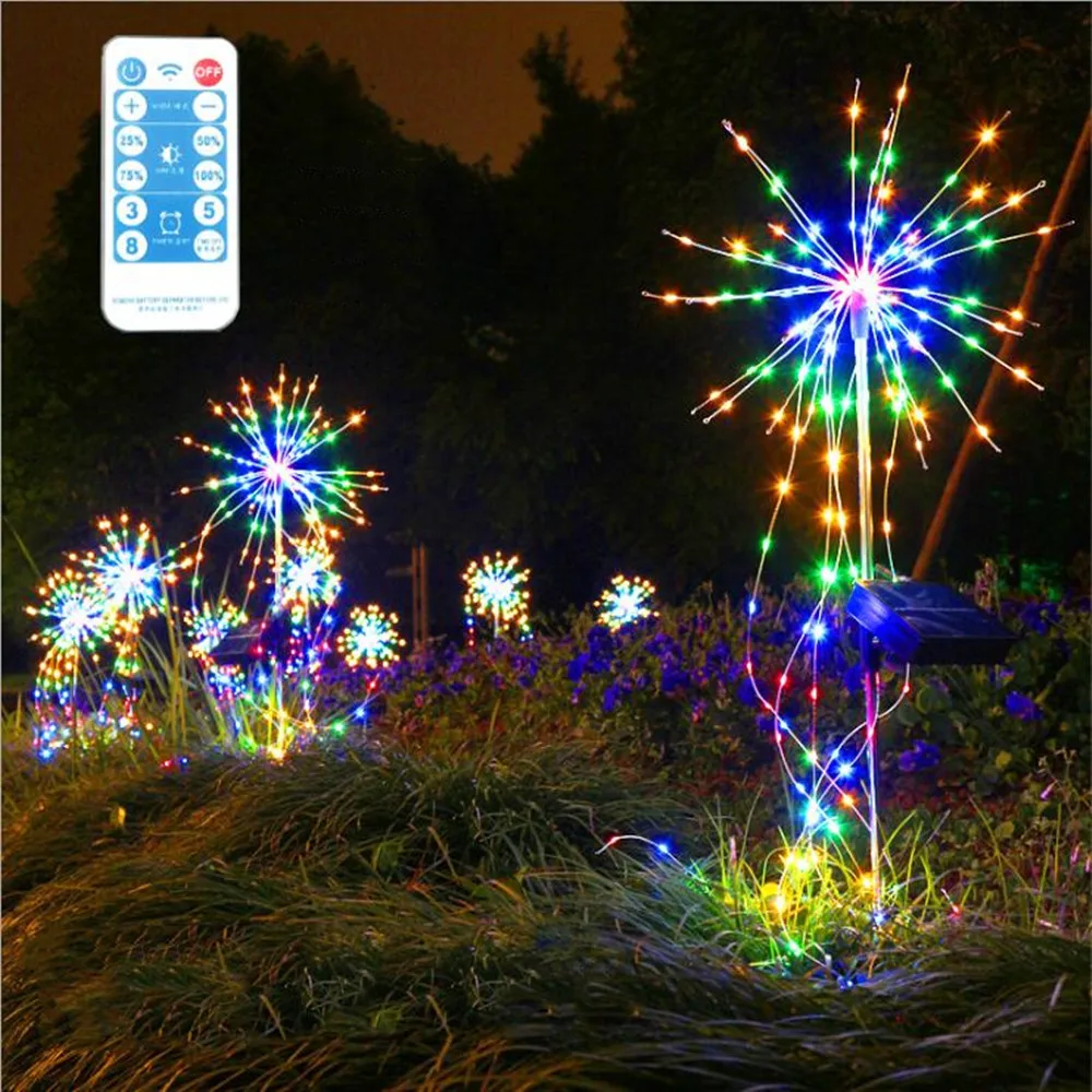 

Solar 200 LEDs Firework Lights Outdoor Garden Flashing Dandelion String Lighting Garlands Waterproof Landscape Lawn Lamps USB