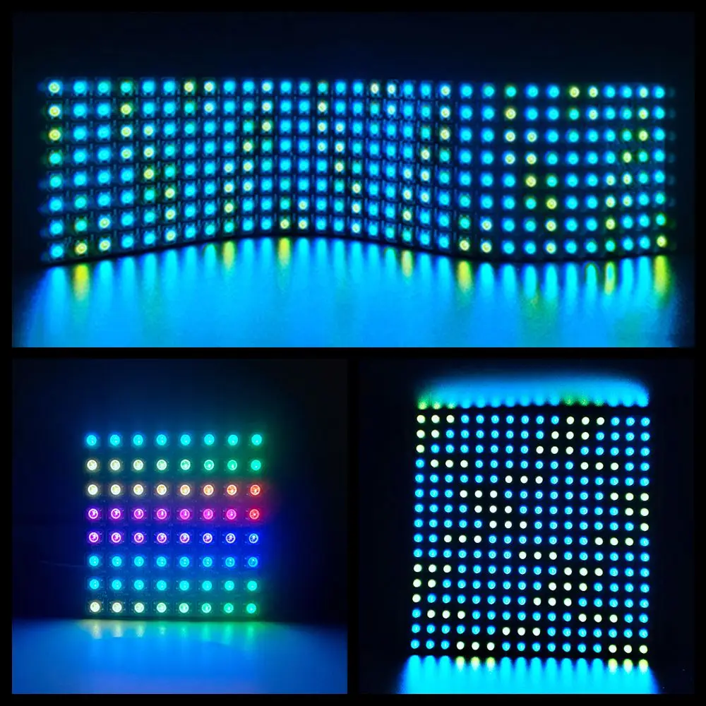 WS2812B RGB 5050 SMD гибкий 8x8 8x32 16x16 пикселей матричный экран WS2812 IC светодиодный модуль