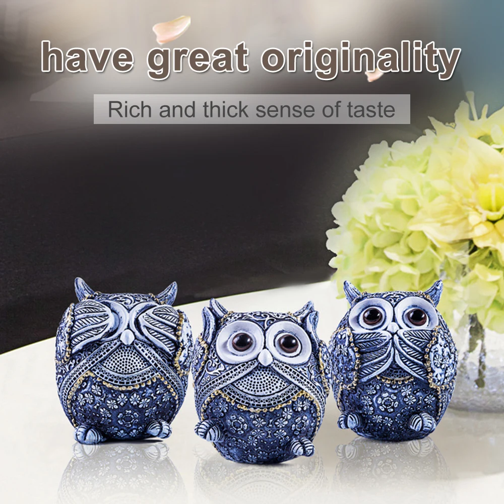 

3Pcs Mini Animal Micro Landscape Decoration Cute Retro Ceramic Owl Home Porch Desk Decoration Children's Holiday Gift