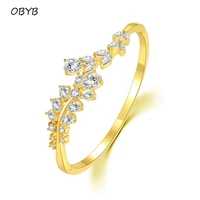2021 trendy flower shape white gold and kc gold cz bracelet bangle for women luxury simple anniversary gift jewelry wholesale