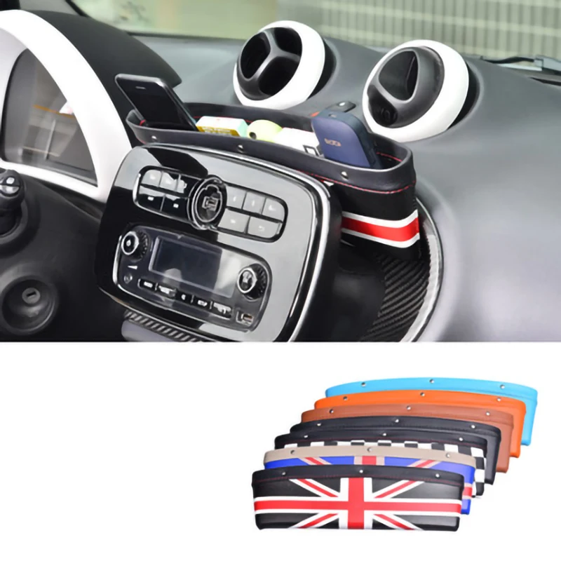 

Автомобильный ящик для хранения приборной панели для Smart Forfour Fortwo 453 451 450, кошелек для телефона, монет, подседельный ящик для хранения/сумка, а...