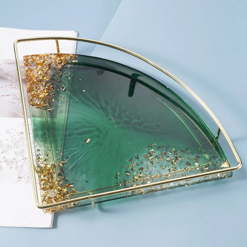 

DIY Tray Mold Crystal Epoxy Fan Shaped Mold Racks Display Stand Decoration Stand Swing Table Coaster Silicone Mold